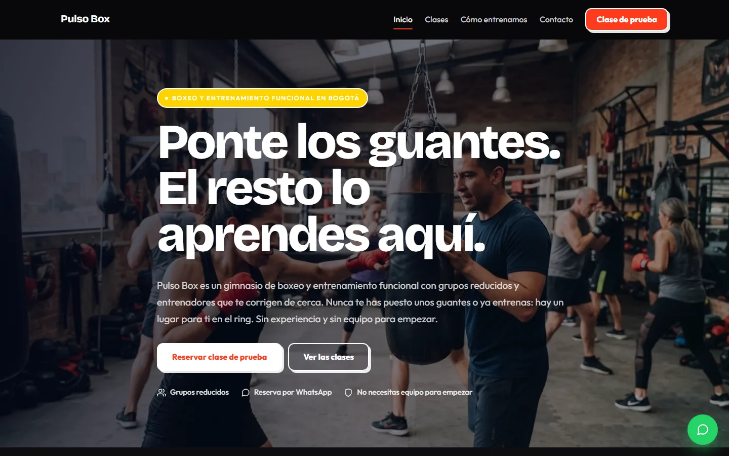 Web de muestra: Pulso Box, Gimnasio de boxeo